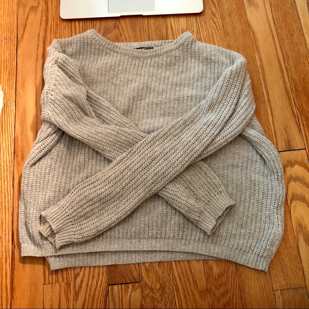 Brandy Melville Gray Waffle Knit Sweater